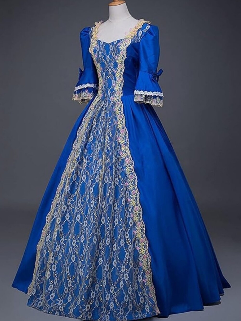 Royal Blue Lace-Front Evening Gown